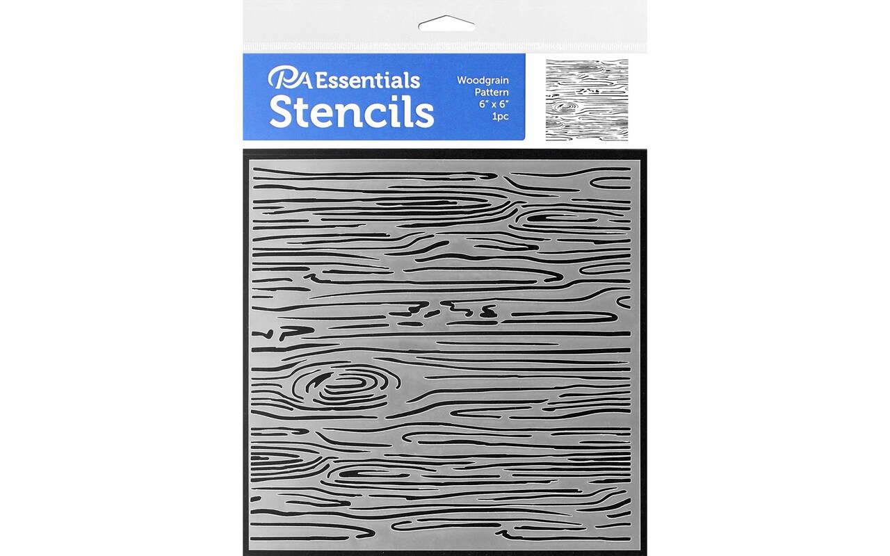 PA Essentials Stencil Woodgrain Pattern for Painting on Wood, Canvas, Paper, Fabric, Wall and Tile, Reusable DIY Art and Craft Stencils for Painting, 6"x6" Inches